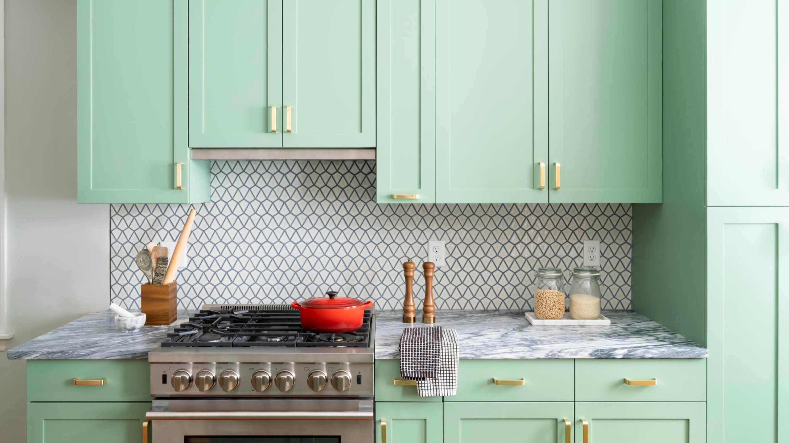Recreate the Look of This Minty Green Boston Kitchen